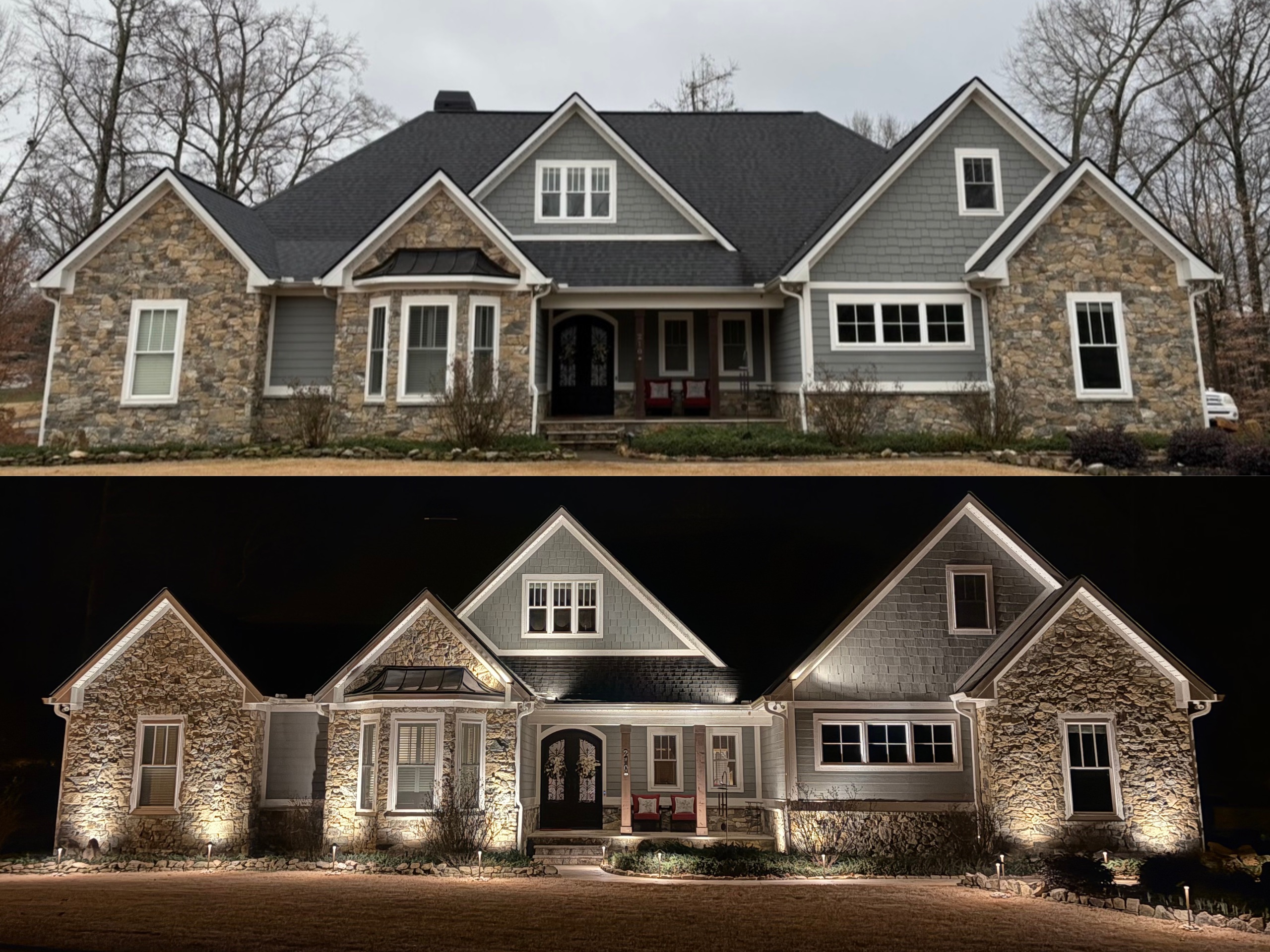 Before and after lighting